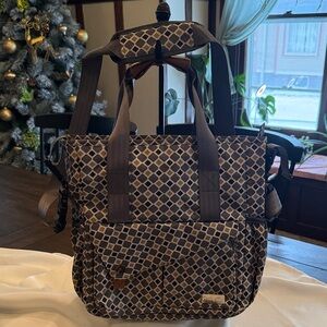 Happy Time Diamond Pattern Baby Bag in Gray and Black